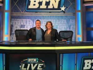 Chris Farrow & Sue Maryott on set at the Big Ten Network, Chicago