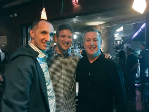 ESPN Senior CP of college basketball David Ceisler run into Andy Katz and Chris Farrow at the Intersport Party