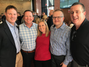 2 present and 3 past NCAA employees connect in San Antonio. (L-R Donnie Wagner, Jeramy Michiaels, Amy Michiaels, Ty Halpin, Chris Farrow)